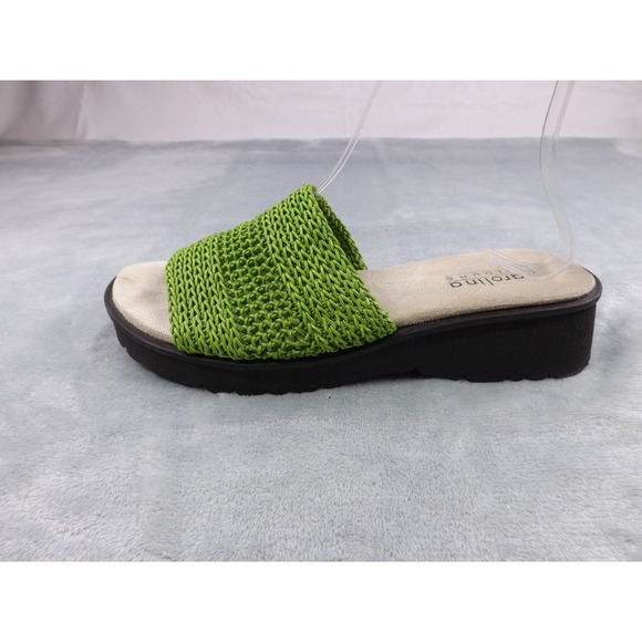 Carolina Colours‎ Sandals Women's Sz 8M Green Slip On Wedge Stretchy Woven Top - Picture 8 of 16